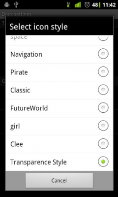 Screenshot of the application Transparence Dock GO Launcher - #3