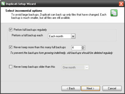Screenshot of the application Duplicati - #3
