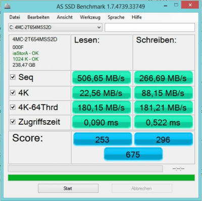 Screenshot of the application AS SSD benchmark - #1