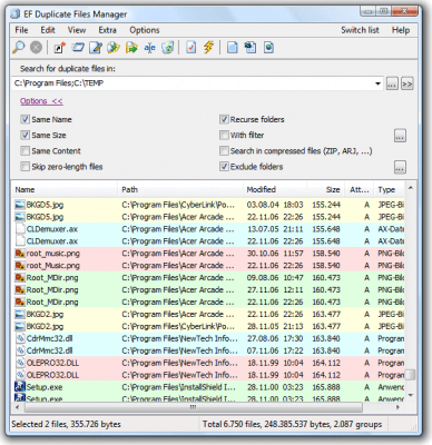 Screenshot of the application EF Duplicate Files Manager Portable - #1