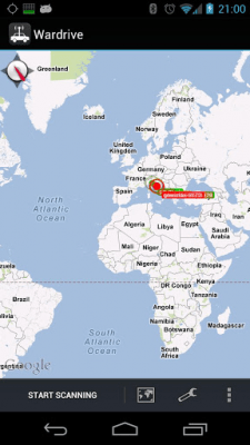 Screenshot of the application Wardrive (Android 4+) - #1
