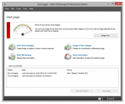 Screenshot of the application O&O DiskImage - #1