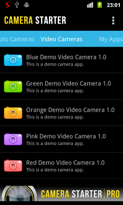 Screenshot of the application Camera Starter - #9