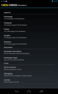 Screenshot of the application Camera Starter - #12