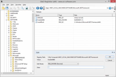 Screenshot of the application O&O RegEditor - #1