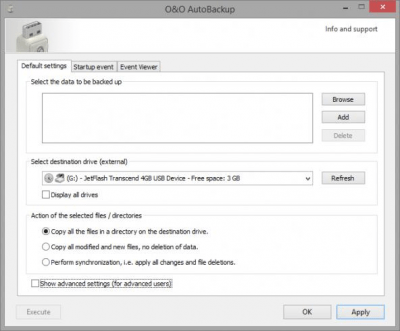 Screenshot of the application O&O AutoBackup - #1