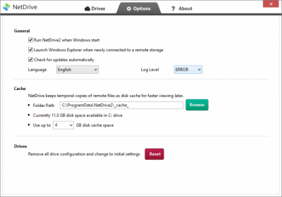 Screenshot of the application NetDrive - #3