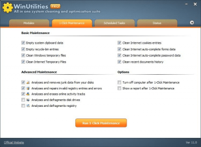 Screenshot of the application WinUtilities Pro - #2