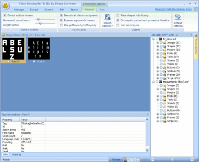 Screenshot of the application Flash Decompiler Trillix - #1