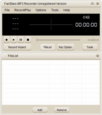 Screenshot of the application FairStars MP3 Recorder - #3