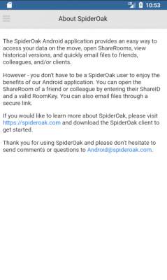 Screenshot of the application SpiderOakONE - #2