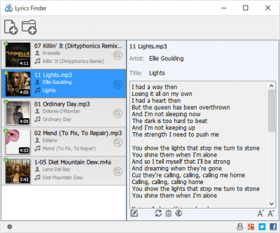 Screenshot of the application Lyrics Finder - #1