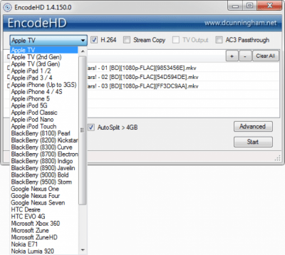 Screenshot of the application EncodeHD - #2
