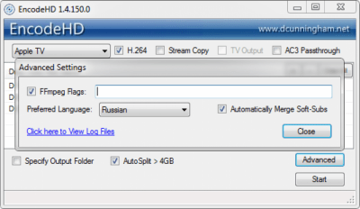 Screenshot of the application EncodeHD - #3