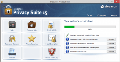 Screenshot of the application Steganos Privacy Suite - #1