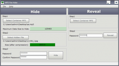 Screenshot of the application MP3 File Hider - #1