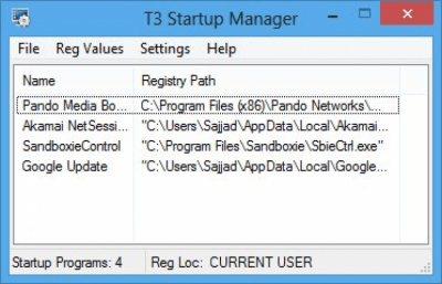 Screenshot of the application LinkedSofts Startup Manager - #1