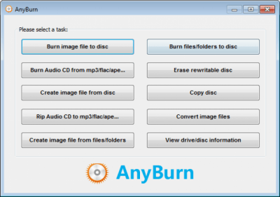 Screenshot of the application AnyBurn - #1