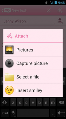 Screenshot of the application mysms - Pink Theme - #2