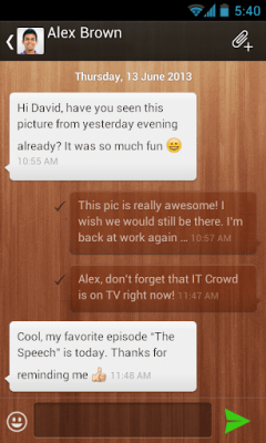Screenshot of the application mysms - Wooden Theme - #3