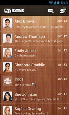 Screenshot of the application mysms - Wooden Theme - #6