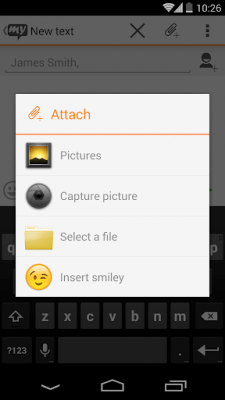 Screenshot of the application mysms - Orange & White Theme - #4