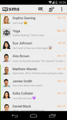 Screenshot of the application mysms - Orange & White Theme - #7