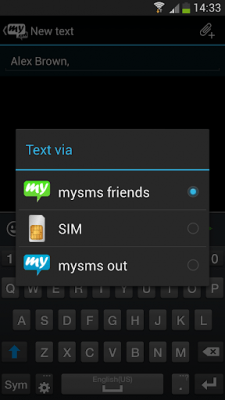 Screenshot of the application mysms mirror - Dark Theme - #5
