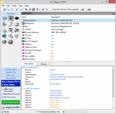 Screenshot of the application PC Wizard Portable - #1