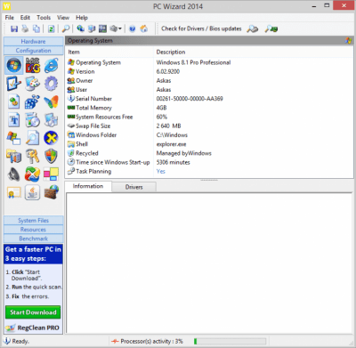 Screenshot of the application PC Wizard Portable - #2