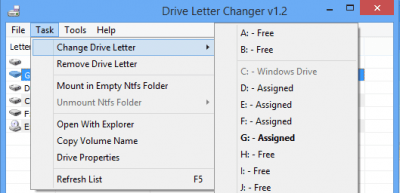 Screenshot of the application Drive Letter Changer - #1