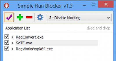 Screenshot of the application Simple Run Blocker - #1