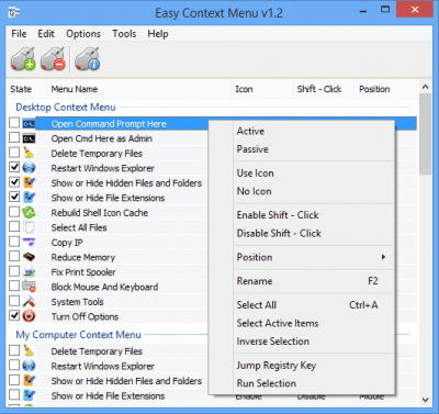 Screenshot of the application Easy Context menu - #1