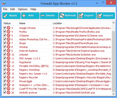 Screenshot of the application Firewall App Blocker - #1