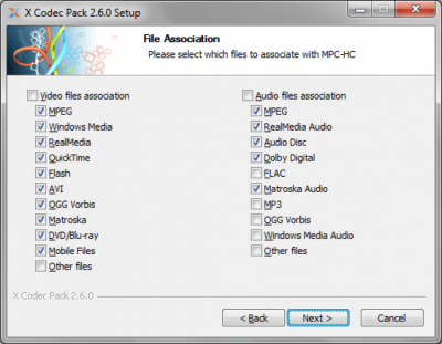 Screenshot of the application X Codec Pack (XP Codec Pack) - #1