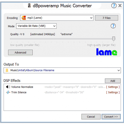 Screenshot of the application dBpoweramp Music Converter - #1