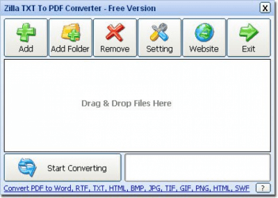 Screenshot of the application Zilla TXT To PDF Converter - #1