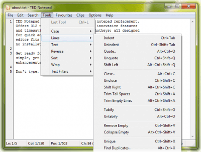 Screenshot of the application TED Notepad - #3