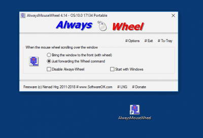 Screenshot of the application AlwaysMouseWheel - #1