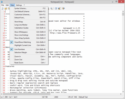 Screenshot of the application Notepad2 Portable - #2