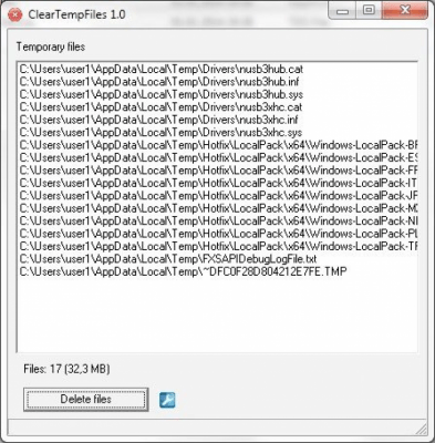 Screenshot of the application ClearTempFiles - #1