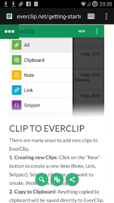 Screenshot of the application EverClip - #1