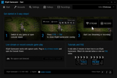 Screenshot of the application XSplit Gamecaster - #1