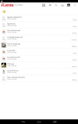 Screenshot of the application Avira Secure Backup - #3
