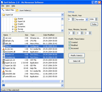 Screenshot of the application SetFileDate - #1