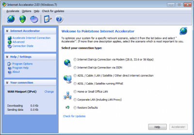 Screenshot of the application Pointstone Internet Accelerator - #1