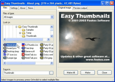 Screenshot of the application Easy Thumbnails - #1