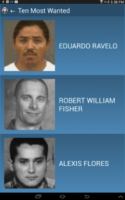 Screenshot of the application FBI Most Wanted - #3