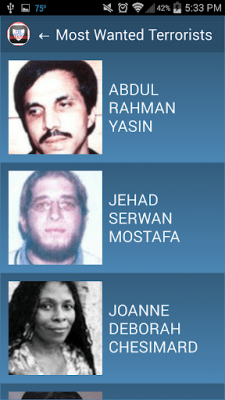Screenshot of the application FBI Most Wanted - #9