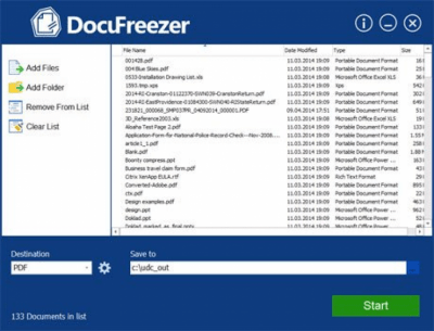 Screenshot of the application DocuFreezer - #1